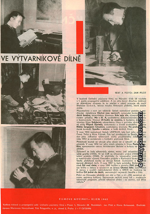 In the Artist's Workshop (text and photos: Jan Pilát) - Movie News 10 / 1962
