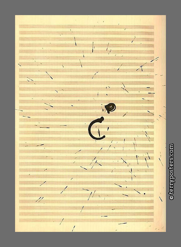 Partitura akustické kresby: ink, acoustic items, note paper; 40 x 28 cm; 1992