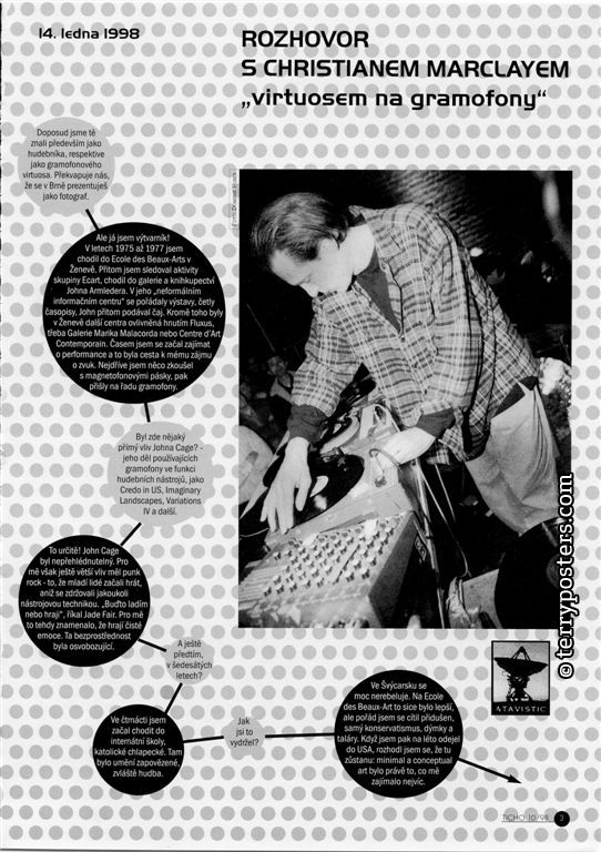 Ticho - současník hudby, detail stránky časopisu o nové hudbě, ofset, 1997