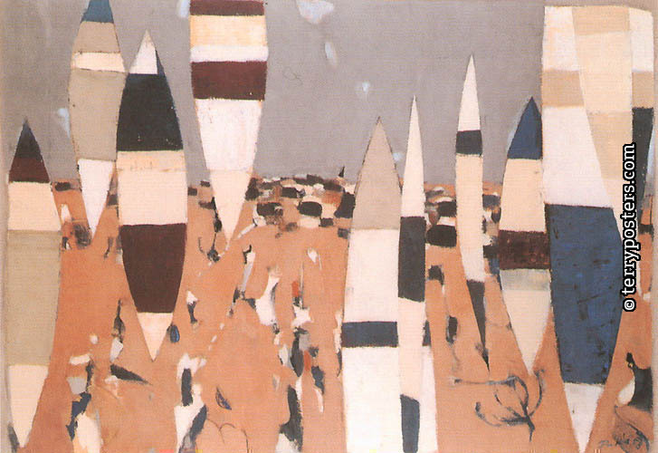 Kanadské ryby: oil, tempera, cardboard: 70 x 99,5 cm; 1958