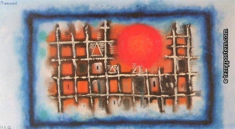 Landskape with sun: oil, screen 44x79 cm; 1966