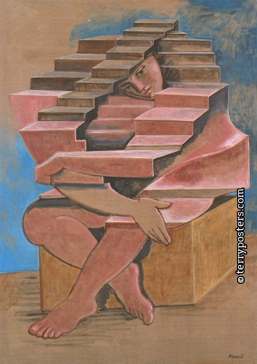 Anthropomorphic Architecture (Sitting Woman - Tiered Temple), 1987 / oil paint, canvas, 180 x 130 cm /