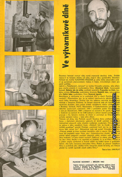 In the Artist's Workshop (text and photos: Jan Pilát) - Movie News 3 / 1963