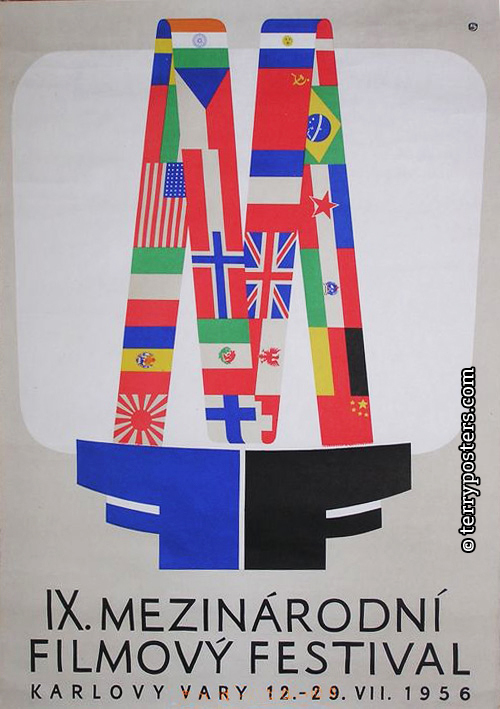 Plakát k festivalu v Karlových Varech z roku 1956