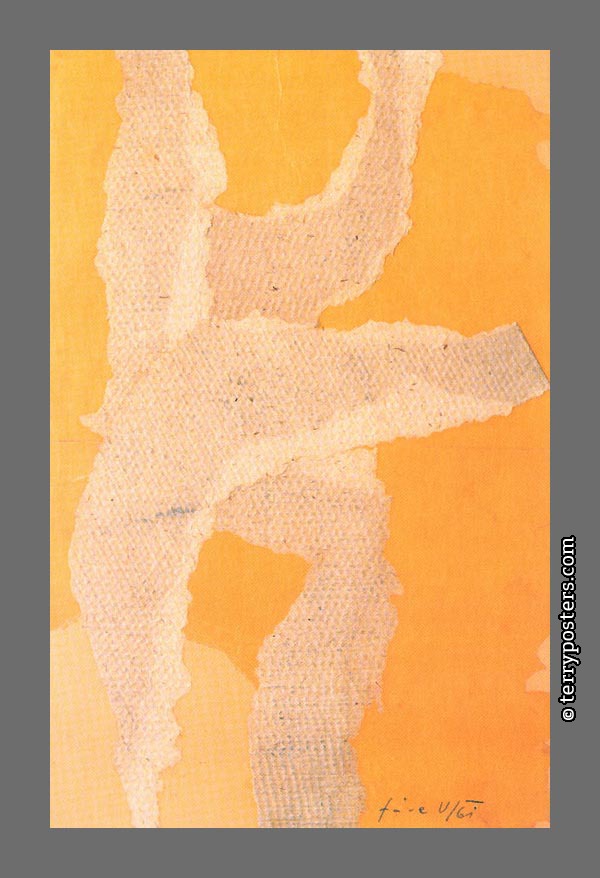 Samotář: koláž, trhaný karton, 64 x 46 cm; 1961