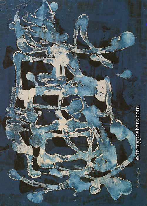 Untitled (blue); varnish on cardboard; 24,5 x 35 cm; 1959